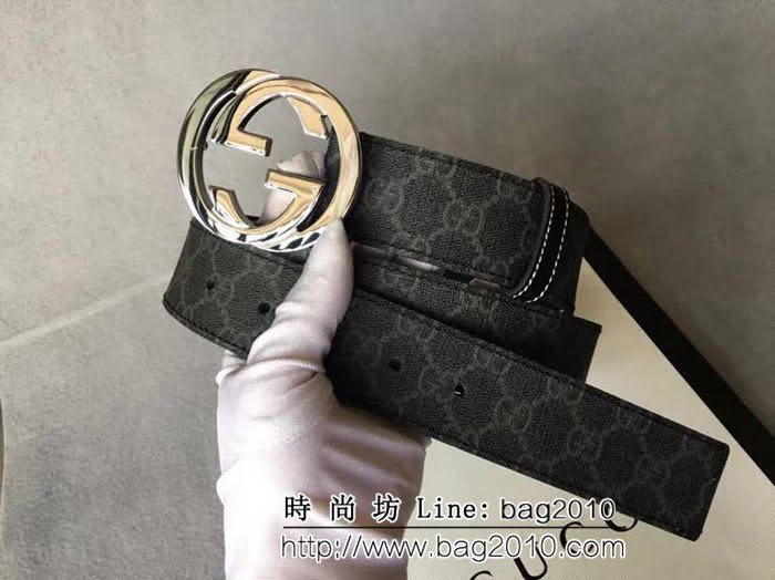 古馳CUCCI 休閒款式 原單經典 高級人造革面 純銅大圓扣 男士皮帶 GHG1038